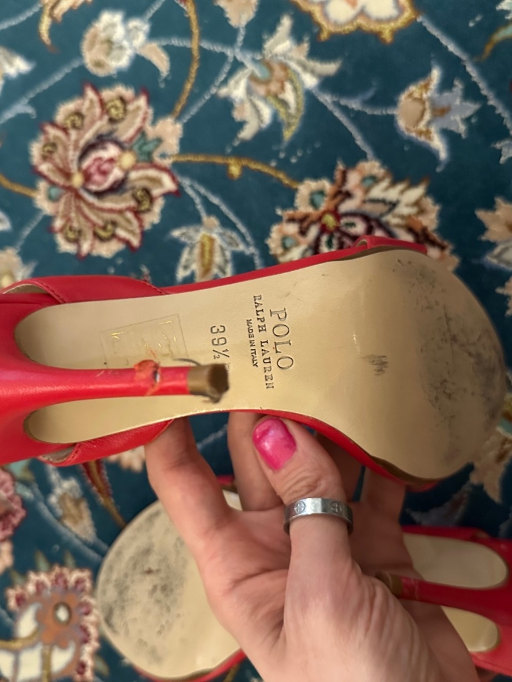 Polo Ralph Lauren Made in Italy Red Leather Strappy Heels  Beautiful Italian-mad